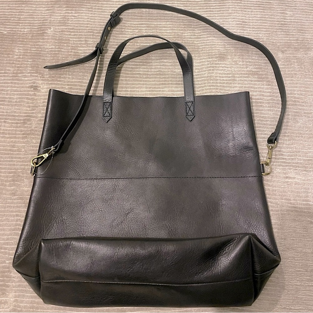 NWT Madewell black leather tote bag